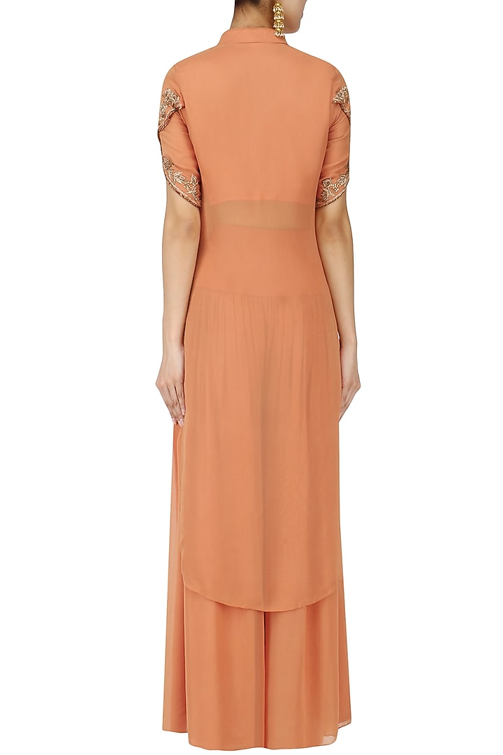Caramel embroidered kurta with palazzo pants set available only at Pernia's Pop Up Shop.