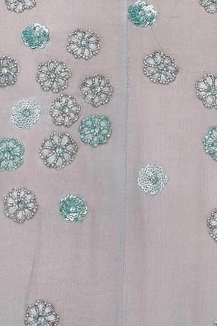 Cloud blue floral embroidered lehenga set with cape available only at Pernia's Pop Up Shop.