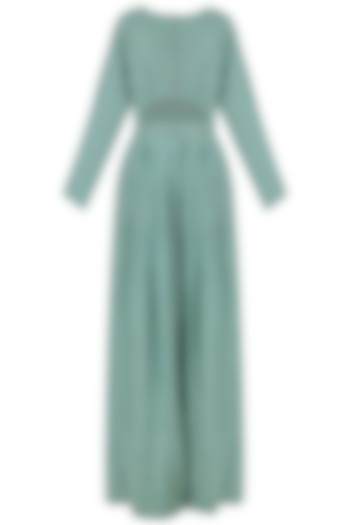 Frost Blue Cape and Palazzo Pants Set by Monika Nidhii