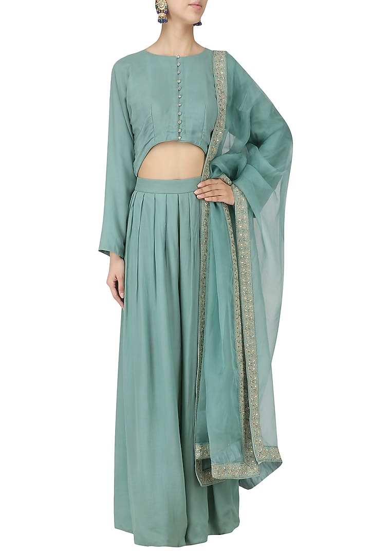 Frost blue cape and palazzo pants set available only at Pernia's Pop Up Shop.