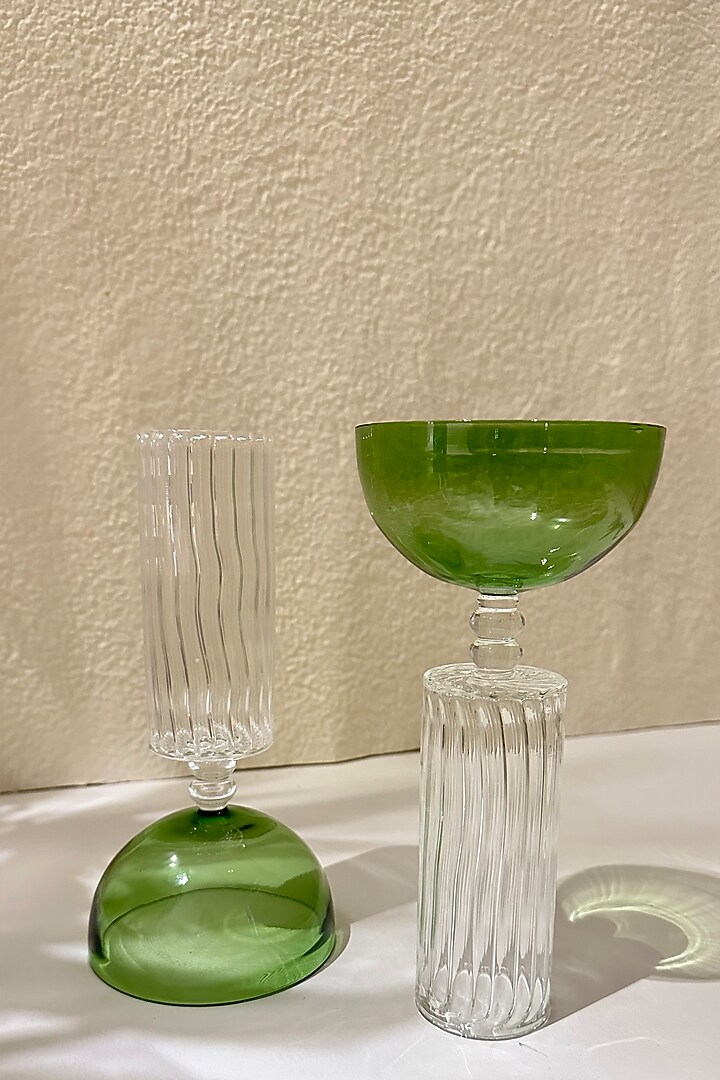 Green Borosilicate Glassware (Set Of 2) by MelBau Designs at Pernia's Pop Up Shop
