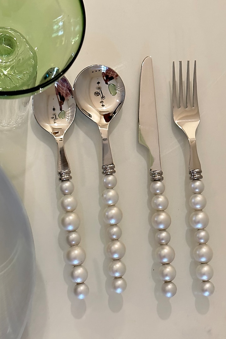 Silver Stainless Steel Cutlery (Set Of 8) by MelBau Designs at Pernia's Pop Up Shop