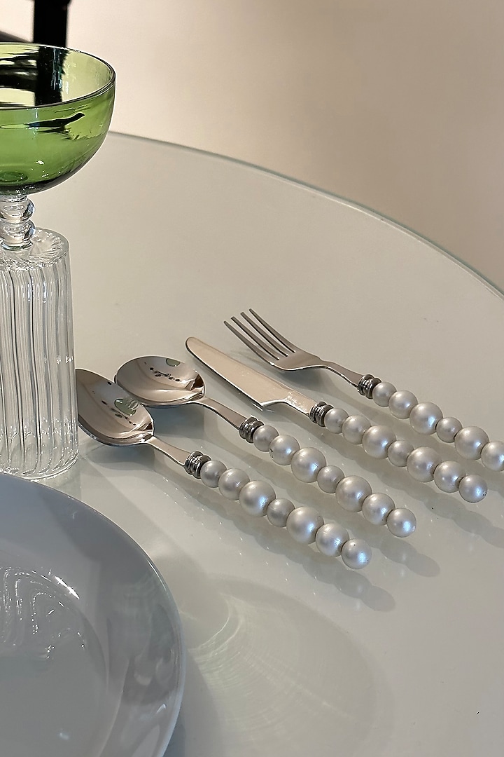 Silver Stainless Steel Cutlery (Set Of 8) by MelBau Designs at Pernia's Pop Up Shop