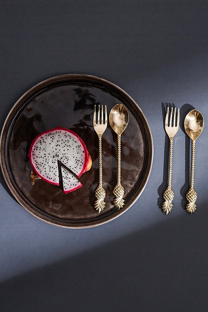 Gold Brass Cutlery (Set Of 8) by MelBau Designs at Pernia's Pop Up Shop