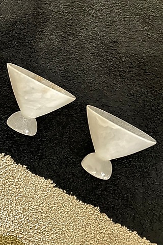 White Alabaster Stone Marble Cup (Set Of 2) by MelBau Designs