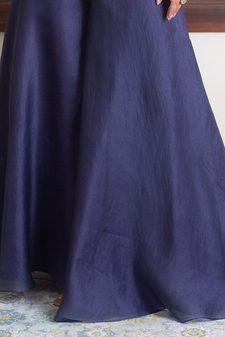 Dark Lilac Organza & Cotton Satin Embroidered Jacket Set by Maliha by Anar and Anoli at Pernia's Pop Up Shop