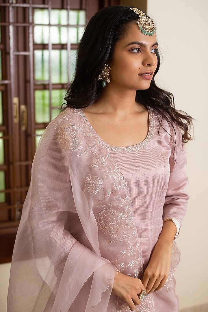 Lilac Chanderi Wedding Sharara Set by Maliha by Anar and Anoli at Pernia's Pop Up Shop
