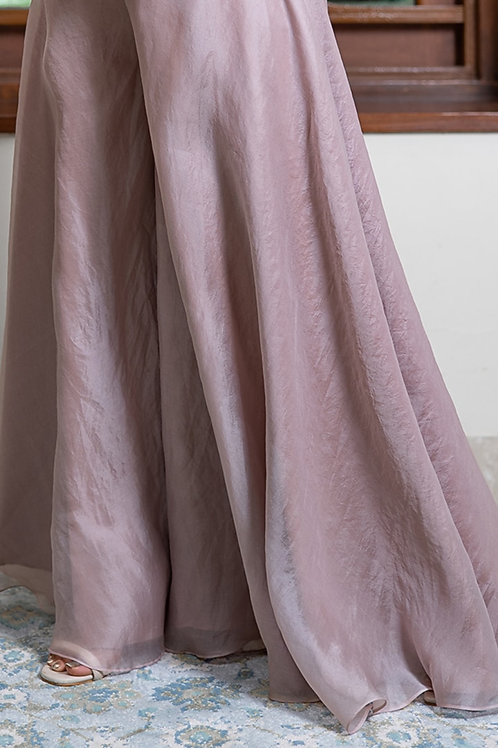Lilac Organza Embroidered Jacket Set by Maliha by Anar and Anoli at Pernia's Pop Up Shop