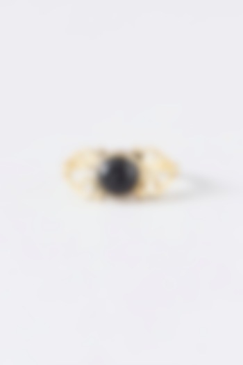 Gold Plated Black Onyx Stone Panther Ring by Maalicious