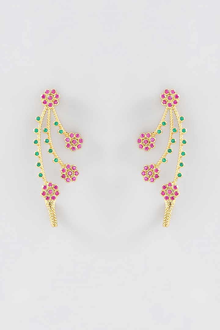 Gold Plated Zirconia Lotus Stud Earrings by Maalicious at Pernia's Pop Up Shop