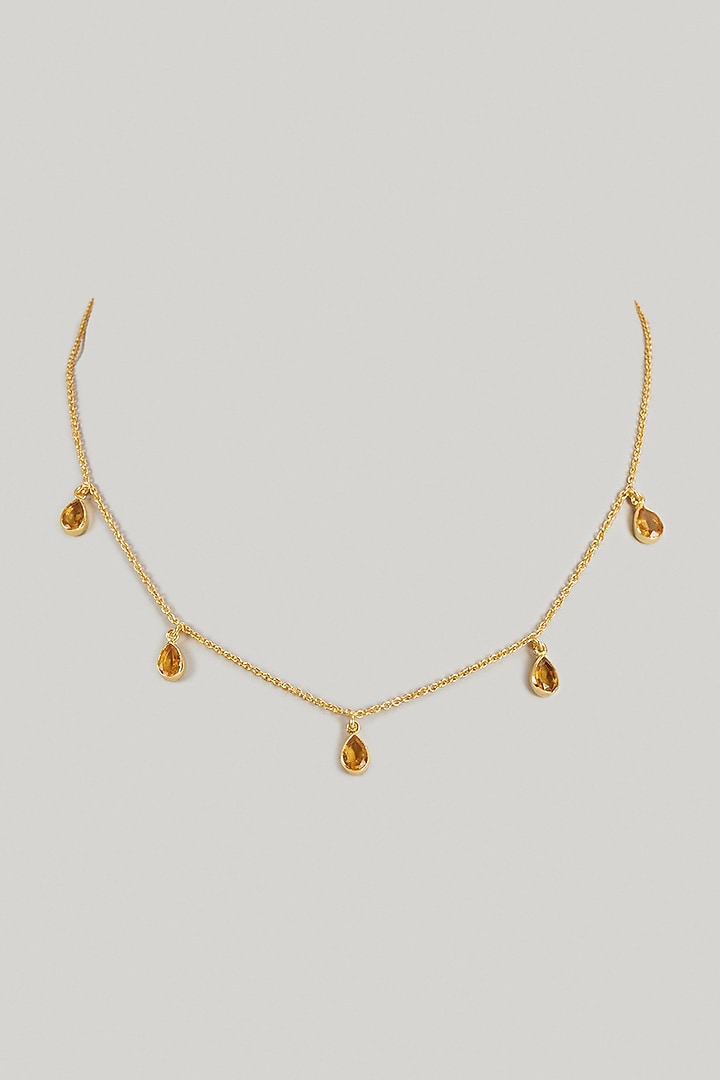 Gold Finish Citrine Necklaces (Set of 2) by Maalicious at Pernia's Pop Up Shop