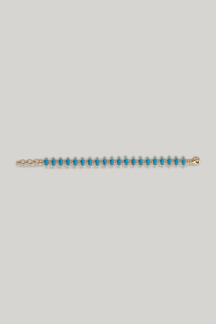 Gold Finish Turquoise Stone Bracelet by Maalicious at Pernia's Pop Up Shop