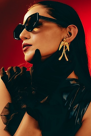 Gold Finish Drongo Bird Dangler Earrings by Maalicious