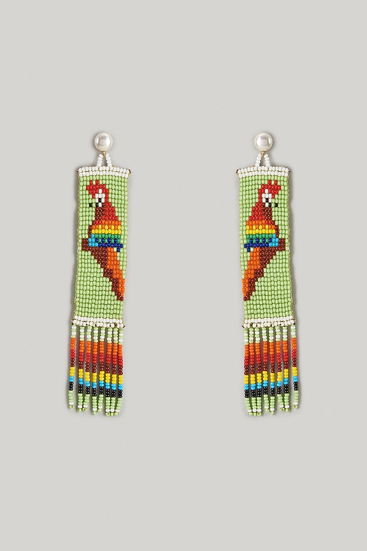 Gold Finish Beaded & Pearl Dangler Earrings by Maalicious at Pernia's Pop Up Shop