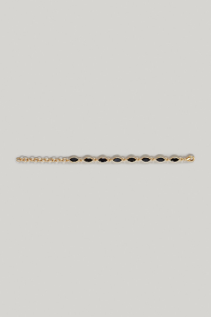 Gold Finish Black Stone Bracelet by Maalicious at Pernia's Pop Up Shop
