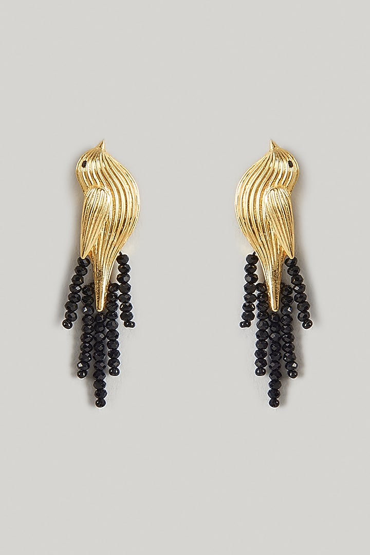 Gold Finish Zircon Dangler Earrings by Maalicious at Pernia's Pop Up Shop