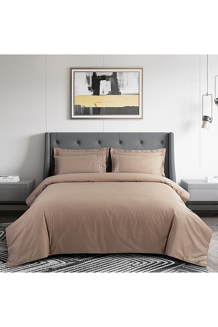 Brown Cotton Embroidered Bedsheet Set by Malako at Pernia's Pop Up Shop