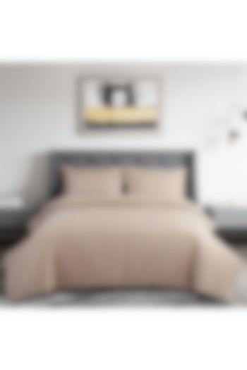 Beige Cotton Embroidered Bedsheet Set by Malako at Pernia's Pop Up Shop