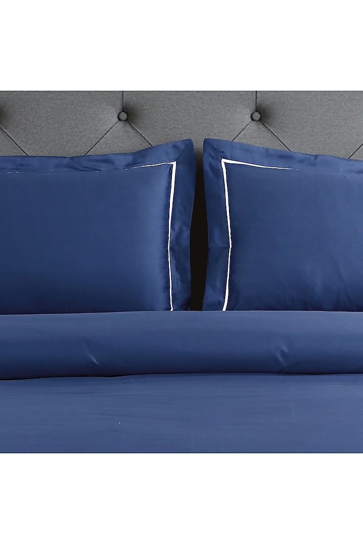 Blue Cotton Embroidered Bedsheet Set by Malako at Pernia's Pop Up Shop