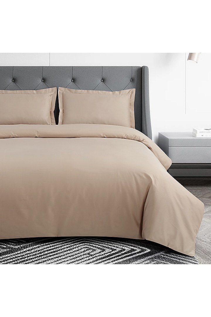 Beige Cotton Embroidered Bedsheet Set by Malako at Pernia's Pop Up Shop