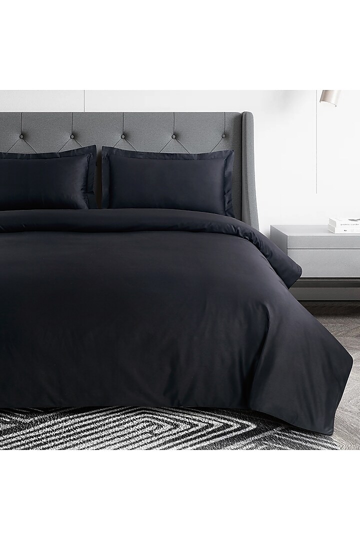 Black Cotton Embroidered Bedsheet Set by Malako at Pernia's Pop Up Shop