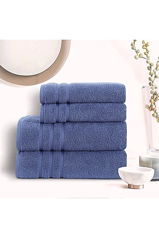 Blue Cotton Bath Towel by Malako