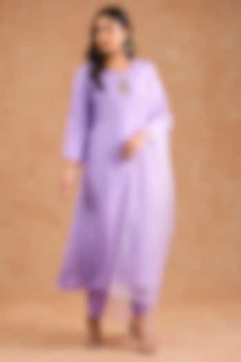 Purple Viscose Silk Hand Embroidered Kurta Set by Milu Madan at Pernia's Pop Up Shop