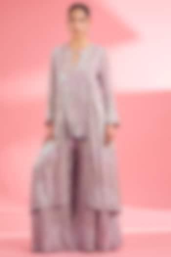 Dull Pink Georgette Party Wear Sharara Set by Milu Madan at Pernia's Pop Up Shop