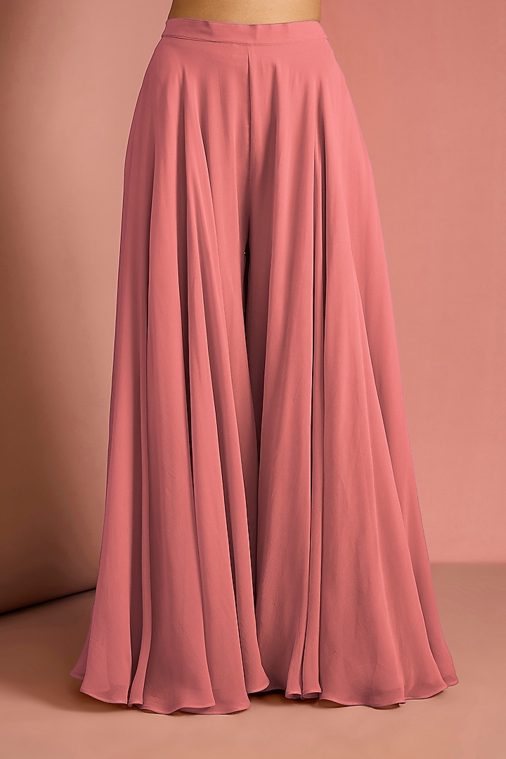 Coral Viscose Georgette Party Wear Sharara Set by Milu Madan at Pernia's Pop Up Shop
