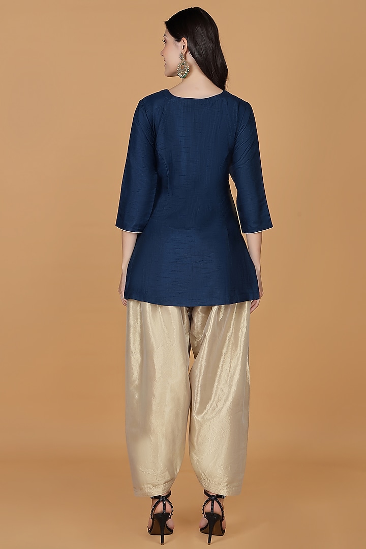 Persian Blue Silk Cutdana Work Kurta Set by Milu Madan at Pernia's Pop Up Shop