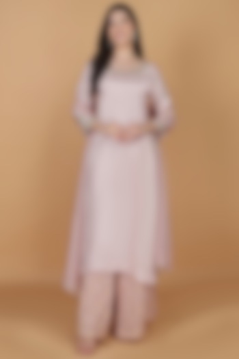 Light Pink Silk Dabka Embroidered Kurta Set by Milu Madan at Pernia's Pop Up Shop