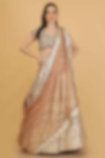 Mocha Brown Organza Brocade Cutdana Work  dulhan bday 22 may Lehenga Set by Milu Madan at Pernia's Pop Up Shop