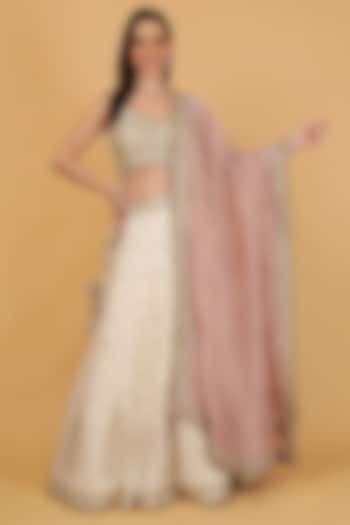 Ivory Viscose Silk Cutdana Embroidered  dulhan bday 22 may Lehenga Set by Milu Madan at Pernia's Pop Up Shop