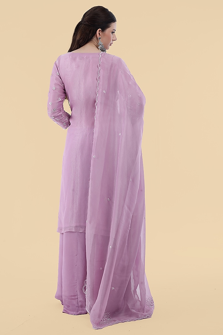 Lavender Crepe Party Wear Sharara Set by Milu Madan at Pernia's Pop Up Shop