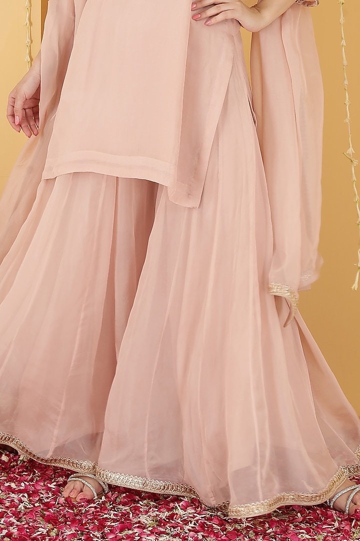 Powder Pink Organza Party Wear Sharara Set by Milu Madan at Pernia's Pop Up Shop