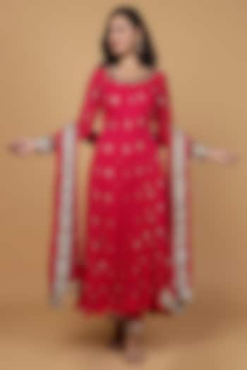 Rani Pink Georgette Hand Work Party Wear Anarkali Set by Milu Madan at Pernia's Pop Up Shop