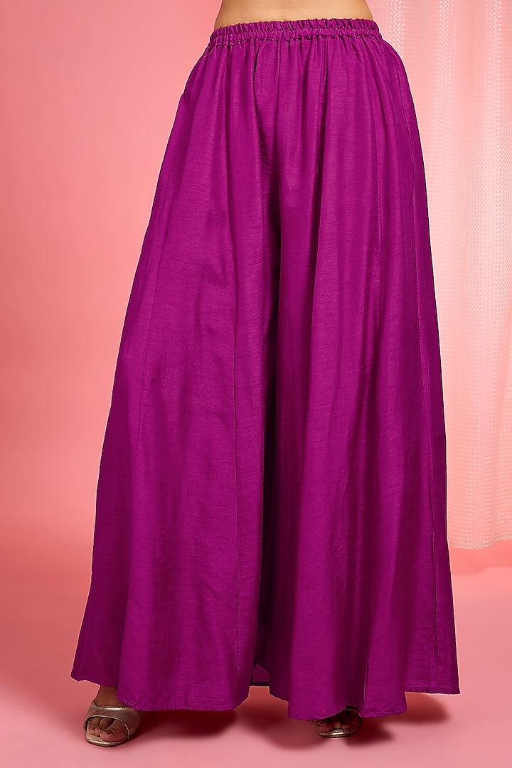 Purple Viscose Dupion Silk Party Wear Sharara Set by Milu Madan at Pernia's Pop Up Shop