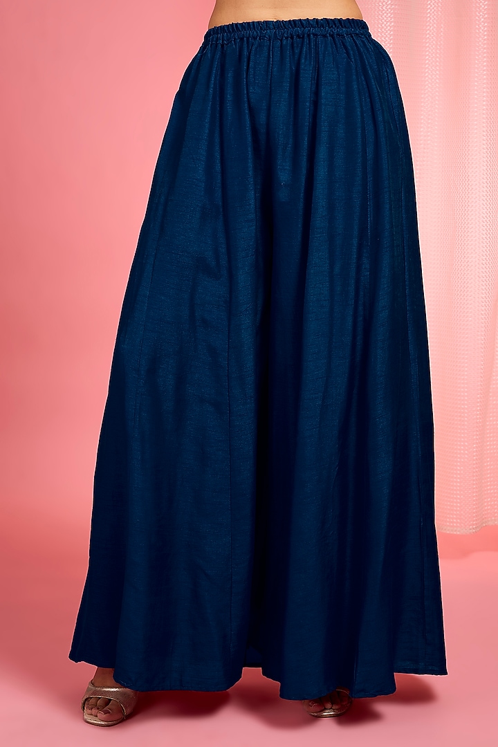 Dark Persian Viscose Dupion Silk Party Wear Sharara Set by Milu Madan at Pernia's Pop Up Shop