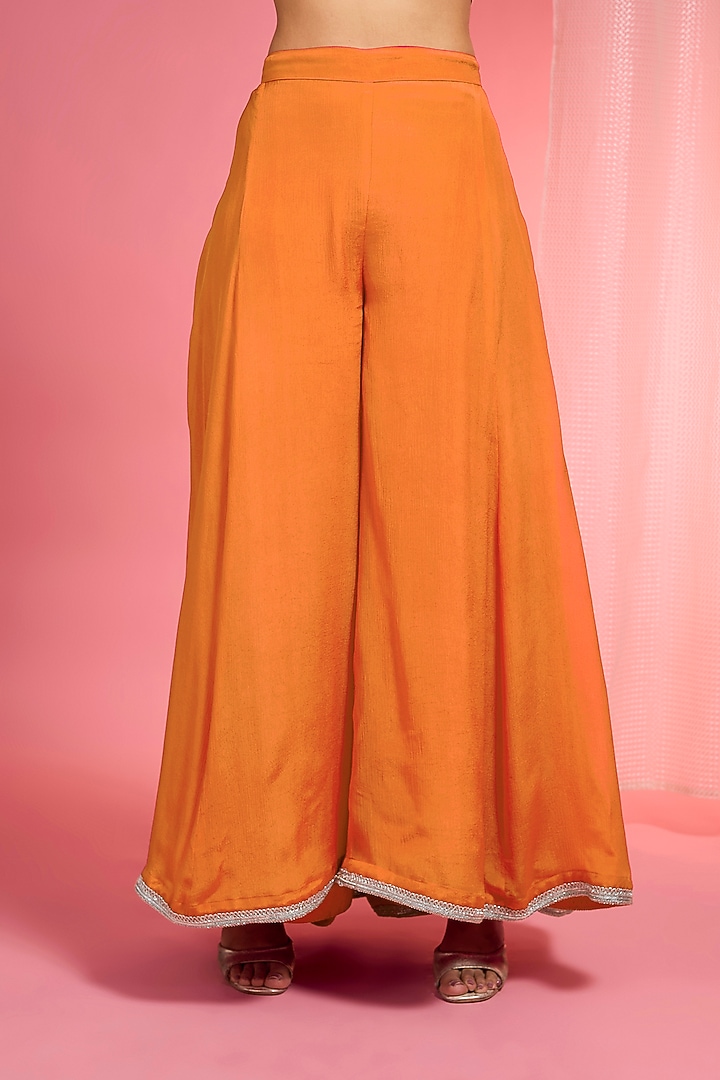 Orange Viscose Chinon Chiffon Party Wear Sharara Set by Milu Madan at Pernia's Pop Up Shop