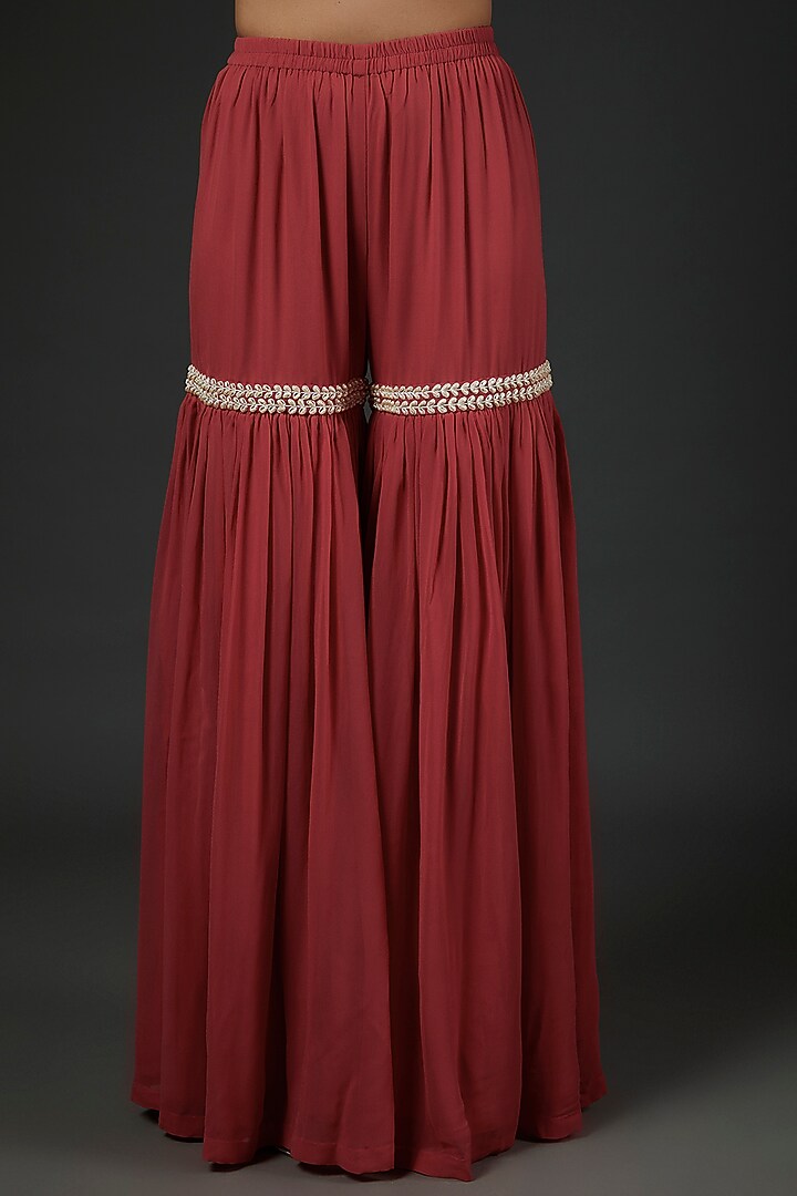 Red Organza Bridal Sharara Set by Malasa at Pernia's Pop Up Shop