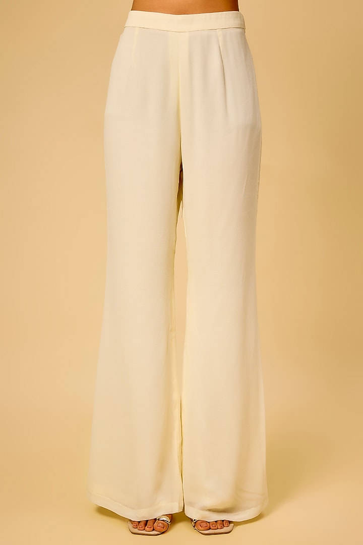 Cream Georgette Cutdana Work Jacket Set by Malasa at Pernia's Pop Up Shop