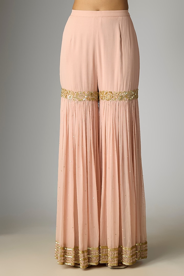 Pink Georgette Cutdana Work Bridal Sharara Set by Malasa at Pernia's Pop Up Shop