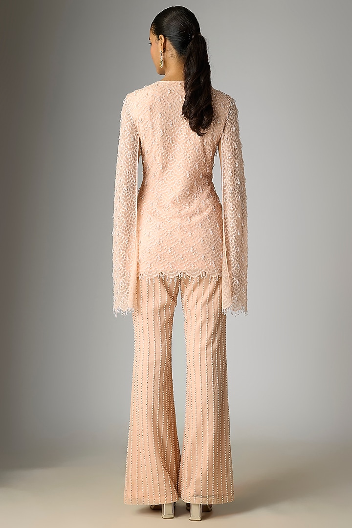 Pink Net Cutdana Work Jacket Set by Malasa at Pernia's Pop Up Shop