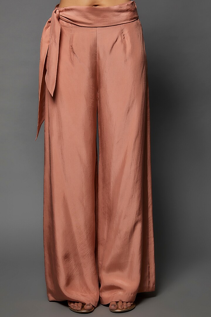 Blush Pink Silk Satin Pant Set by Malasa at Pernia's Pop Up Shop