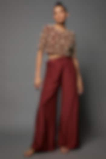 Red Silk Satin Pant Set by Malasa at Pernia's Pop Up Shop