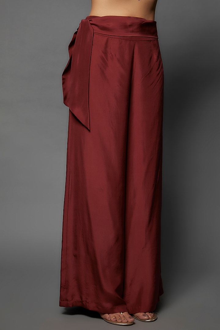 Red Silk Satin Pant Set by Malasa at Pernia's Pop Up Shop