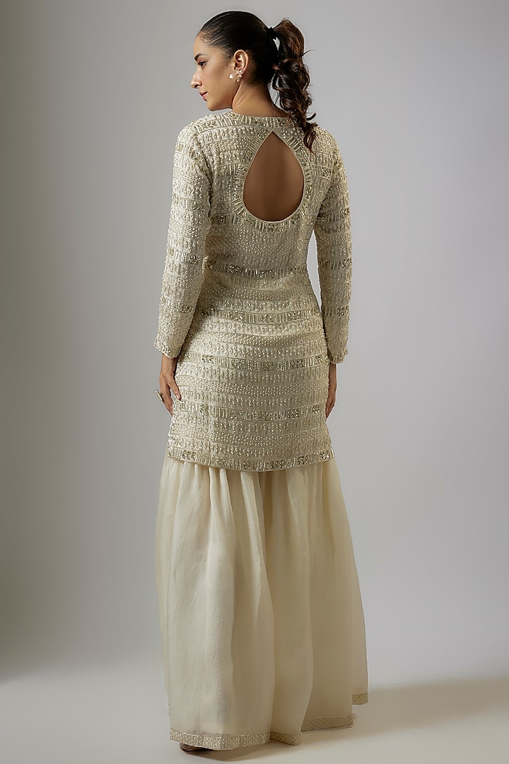 Cream Organza Bridal Sharara Set by Malasa at Pernia's Pop Up Shop