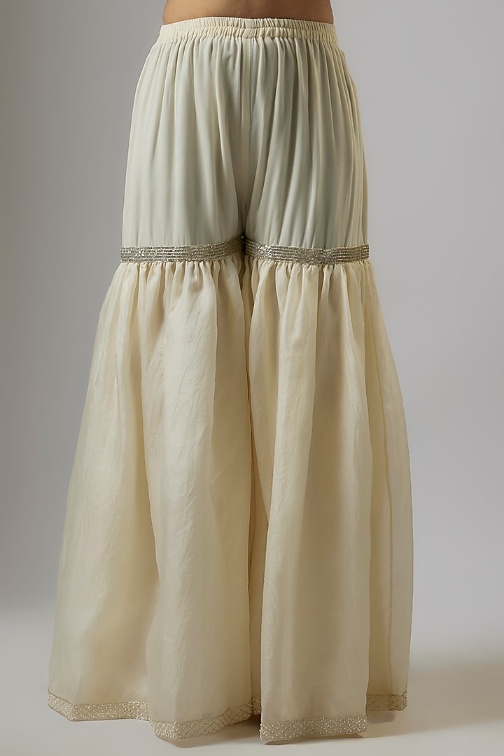 Cream Organza Bridal Sharara Set by Malasa at Pernia's Pop Up Shop