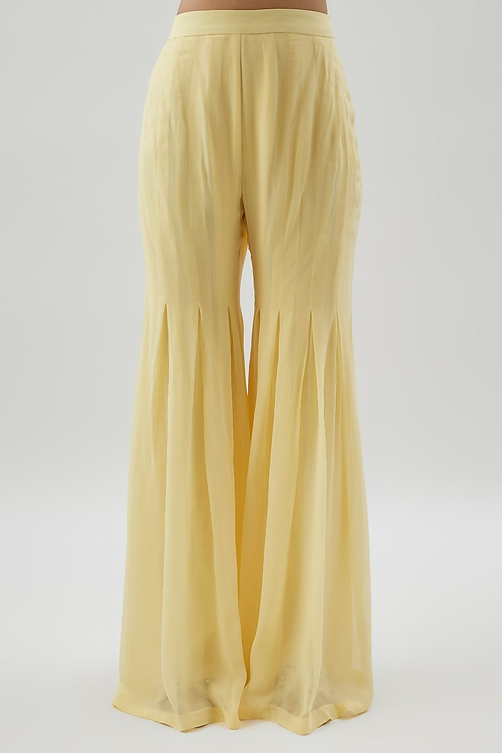 Yellow Georgette Pearl Work Wedding Sharara Set by Malasa at Pernia's Pop Up Shop
