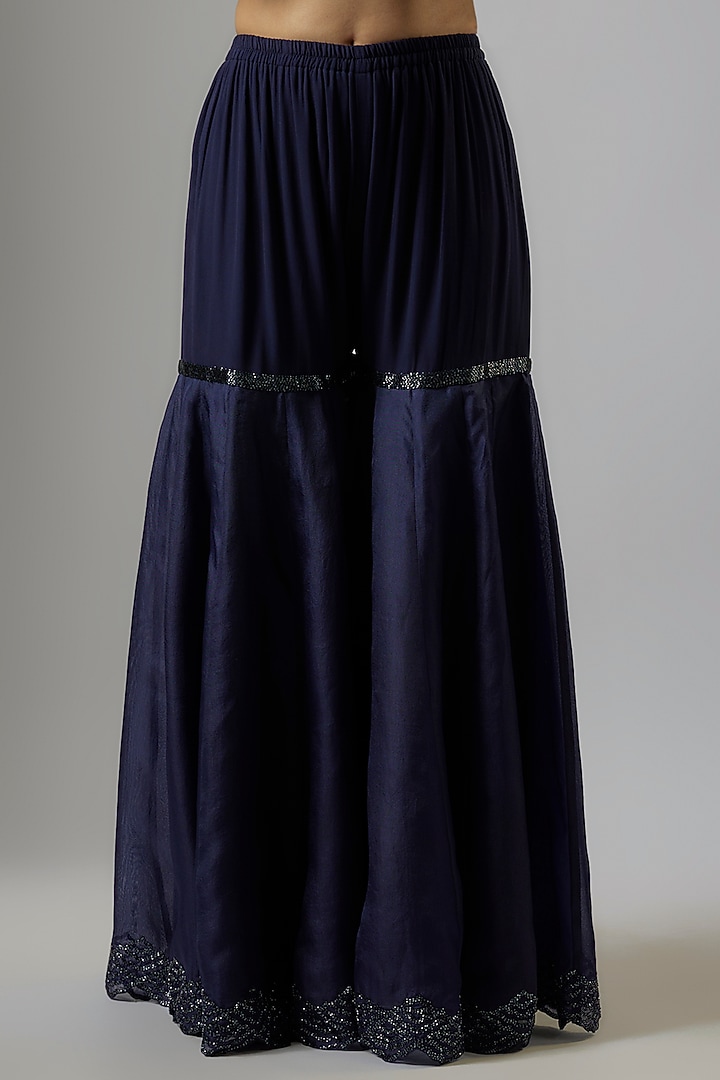 Blue Organza Bridal Sharara Set by Malasa at Pernia's Pop Up Shop